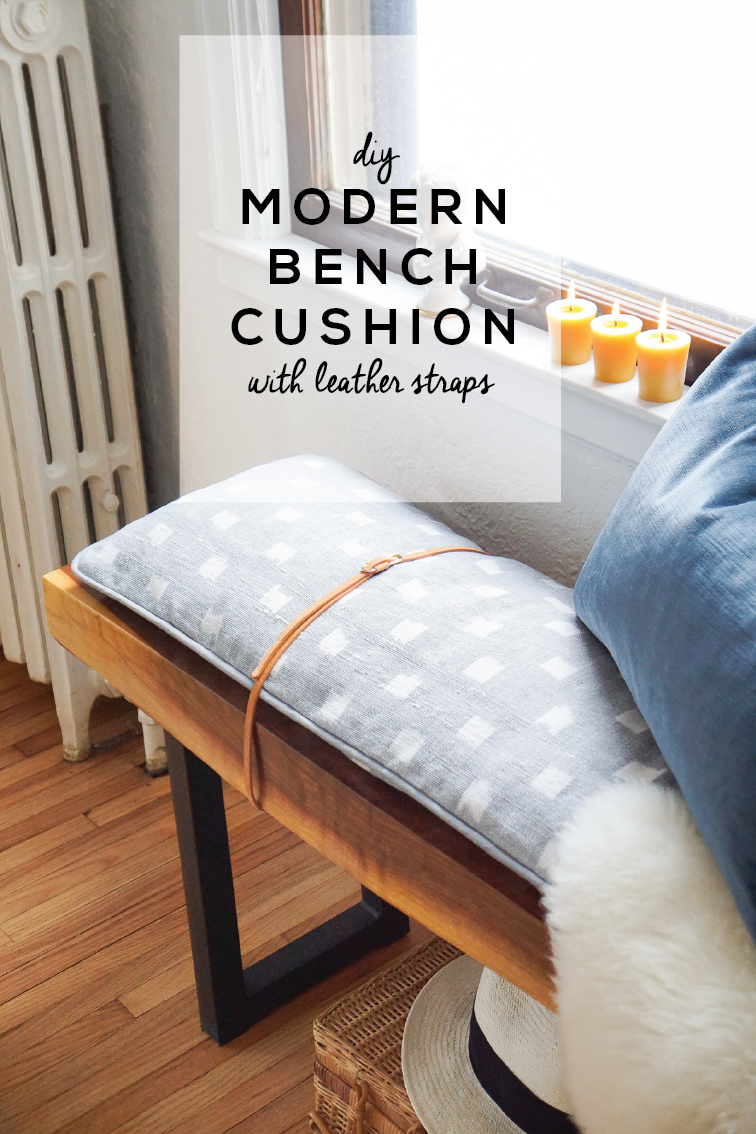 DIY Modern Bench Cushion with Leather Straps - Francois et Moi (756 x 1134 Pixel)